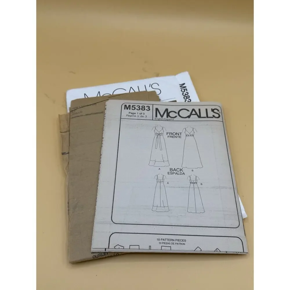 McCall’s M5383 Misses Bridal Elegance Wedding Dress Pattern A5 Uncut FF